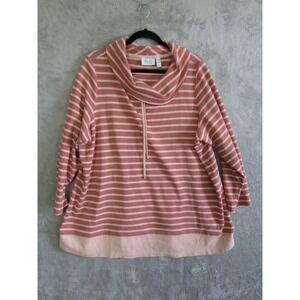 D&CO ACTIVE Striped Cowl Neck Drawstring‎ Pullover Top 2XP